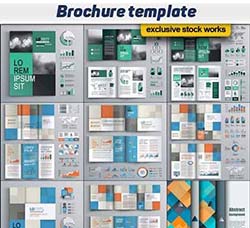 24个矢量的商业手册传单折页模板合集：Brochure template design with square shap